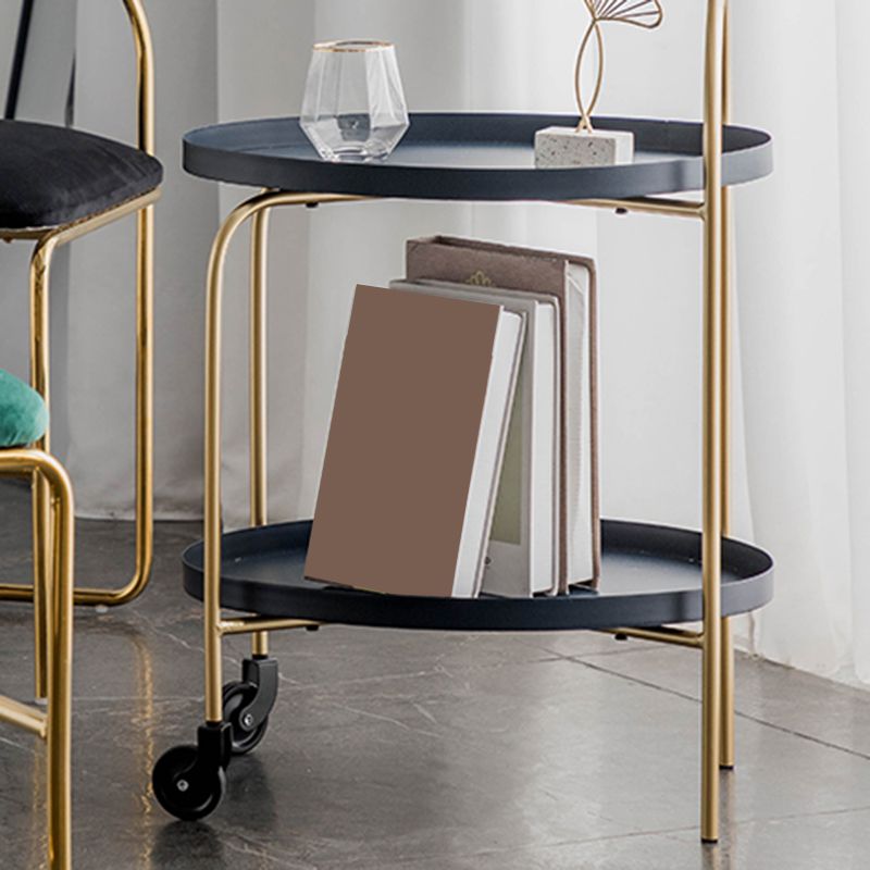 Metal Oval End Table Mid-Century Tray Top Corner Table for Living Room