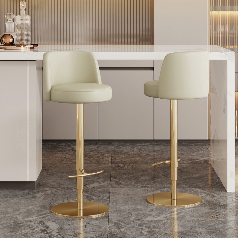Glam Style Liftable Bar Stool PU Leather Counter Bar Stool with Metal Legs for Home