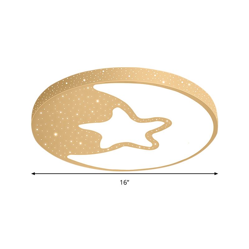 Starry Kid Slaapkamer Flush Plafond Licht met Crescent metalen mooie LED plafond armatuur in wit
