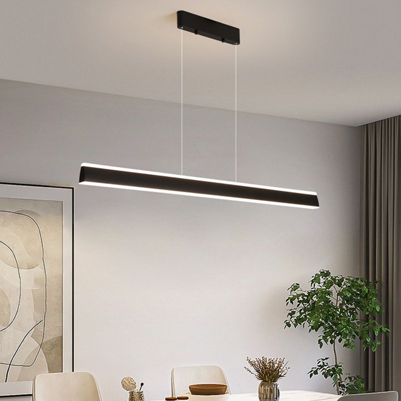 Minimalism Linear LED Hanging Pendant Lights in Black for Dining Room