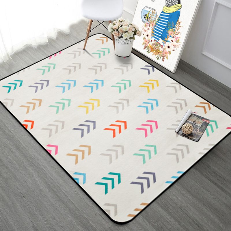 Modern Bedroom Area Rug Multi Color Geometry Arrow Print Rug Polypropylene Washable Pet Friendly Anti-Slip Rug