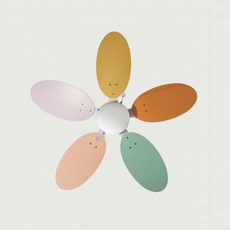 Colorful Pendant Fan Light Cartoon LED Semi Flush Mount Ceiling Lamp