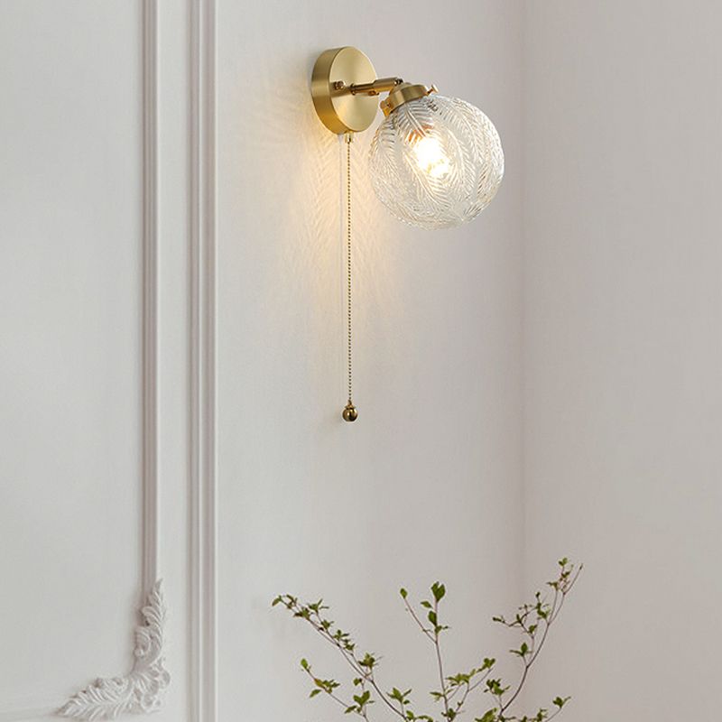 Modern Globe Shape Wall Mounted Sconce Glass Shade Wall Lights for Bedroom