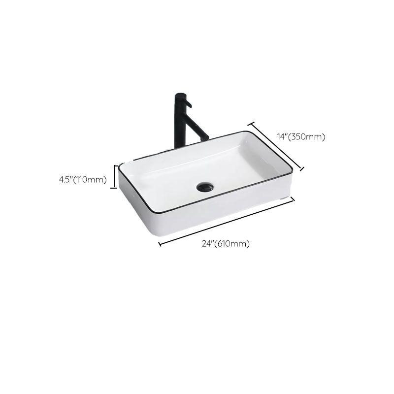 Bathroom Sink Ceramic Black Edging Anti-spill Rectangular Rod Single Handle Faucet Sink