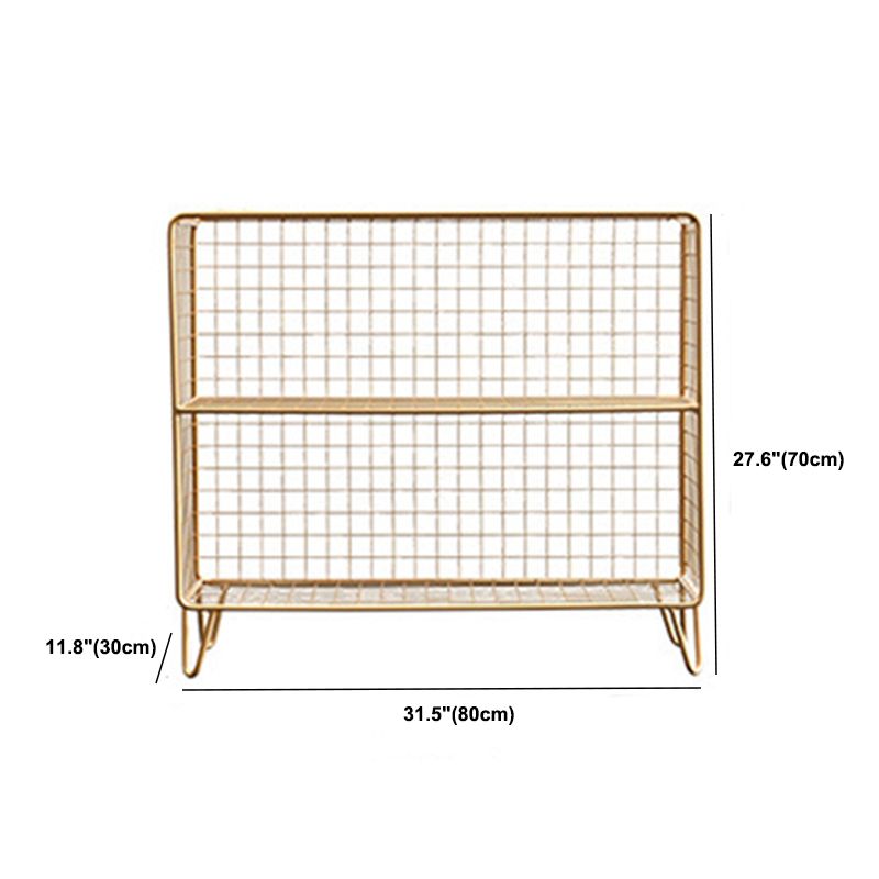 Steel Bookcase with Shelves 12" W Gold Closed Back Bookcase for Living Room