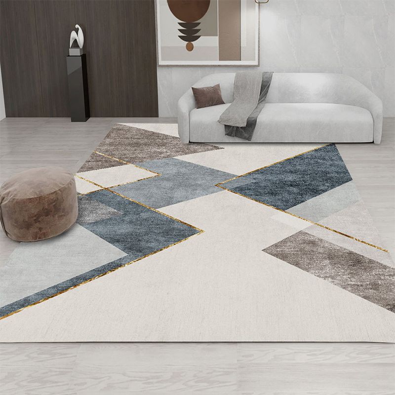 Light Beige Simple Carpet Polyester Straight Stripe Carpet Washable Carpet for Home Decor