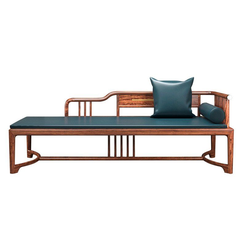 Oversized Solid Wood Chaise Lounge Couch in Brown with Square Arm