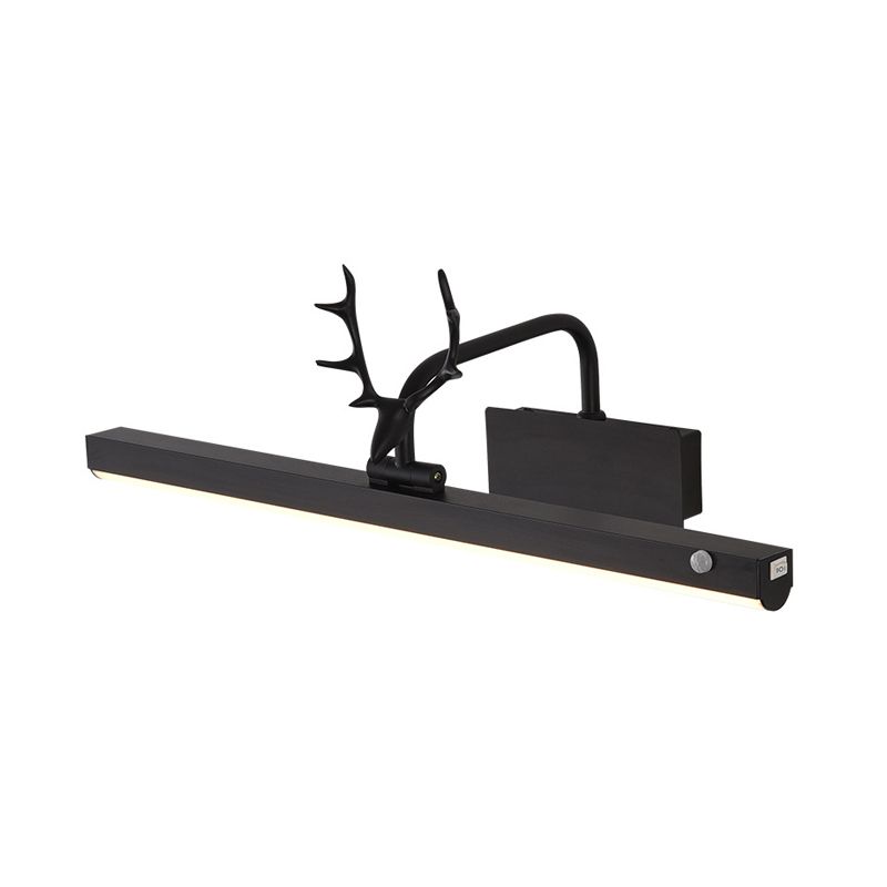 Metal Linear Shade Wall Sconce Modern Style Modern 1 Apparecchio di illuminazione da parete a specchio leggero in nero