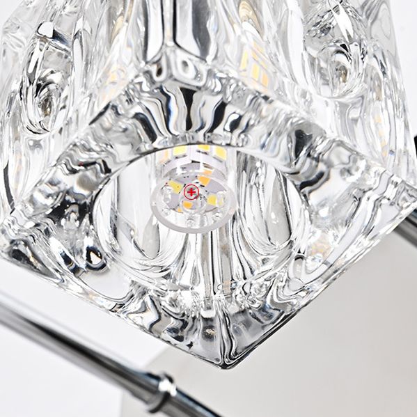 Modern Metal Siding Vanity Sconce 4 Lights Glass Shade Vanity Light for Bathroom