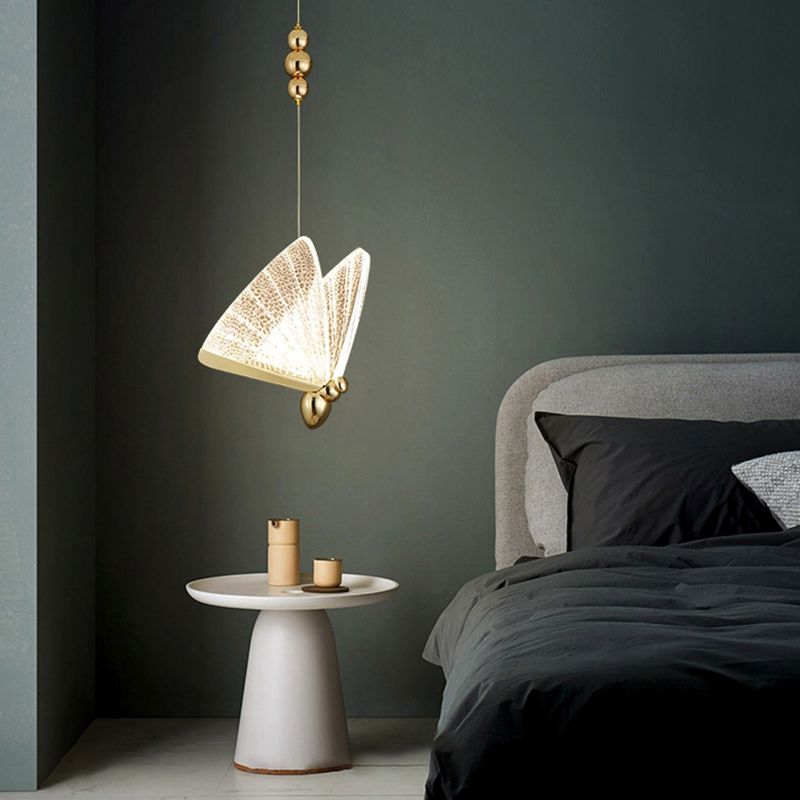 Moderne LED Hängende Licht mit Acrylbutterfly -Schatten -Anhänger Licht für Schlafzimmer