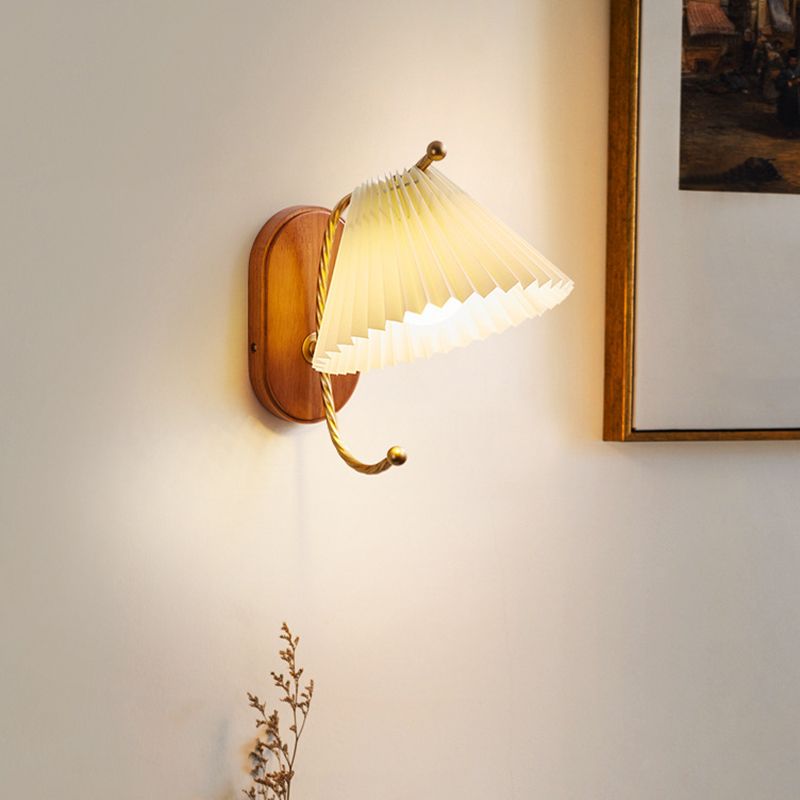 Modern Simple 1-Light Vanity Lamp Wooden Base Vanity Light in White