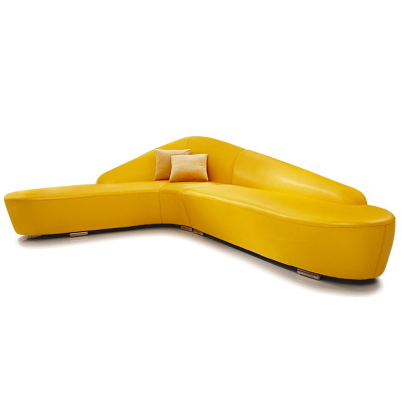 Contemporary Sloped Arm Seating Leather Sofa for Living Room