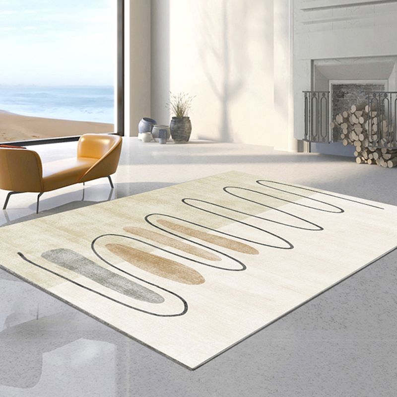 White Modern Carpet Polyester Color Block Carpet Stain Resistant Carpet for Drawing Room