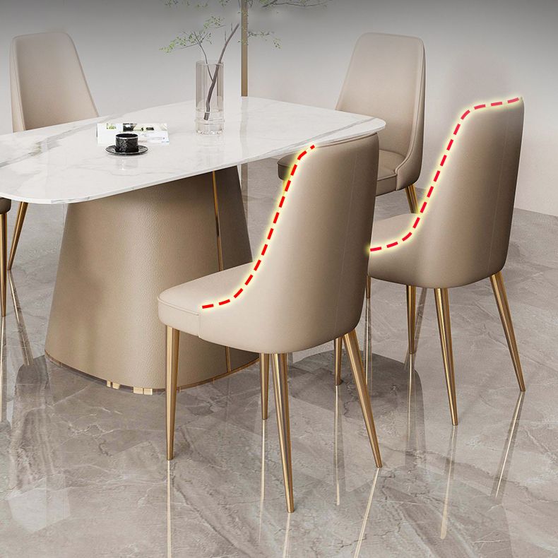 Faux Leather Side Chair Glam Parsons Dining Chair with Gold Legs