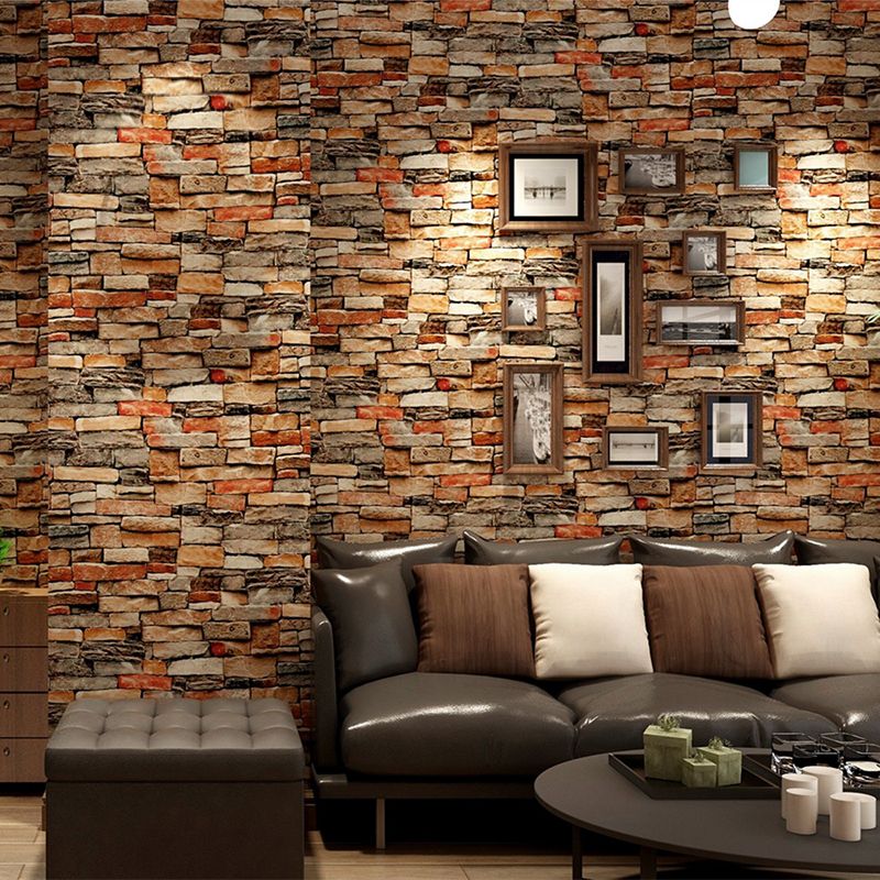 Colorful Brick Wallpaper Roll Industrial Smooth Wall Art for Cloth Shop, Peel and Stick