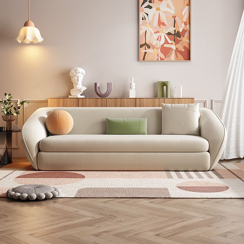 64.96" L Leather Sofa White Convertible Sofa Bed with Tight Back