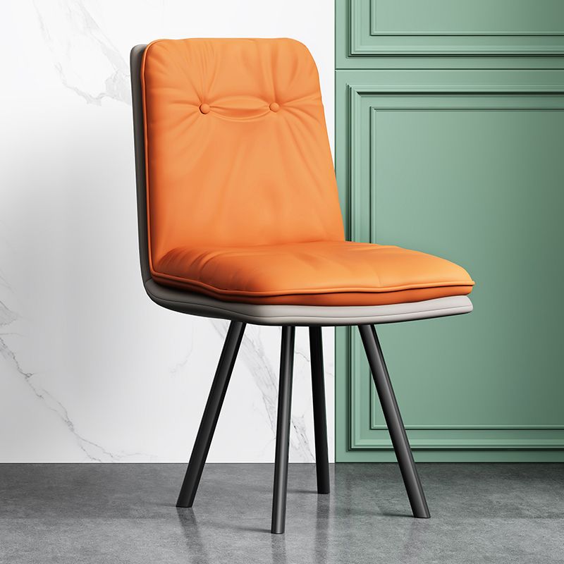 Industrial Style Side Chair Upholstered Side Dining Chair with Metal Base
