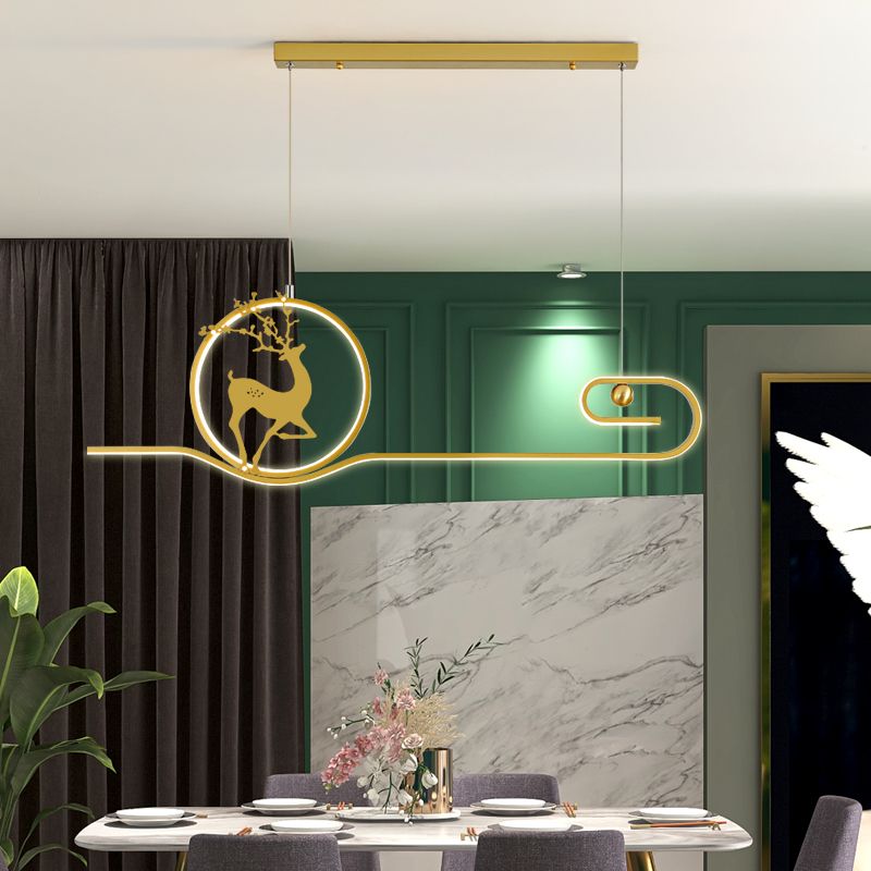 Candelier de la isla de ciervo moderno Candelera de 2 cabezas de restaurantes de iluminación colgante de iluminación