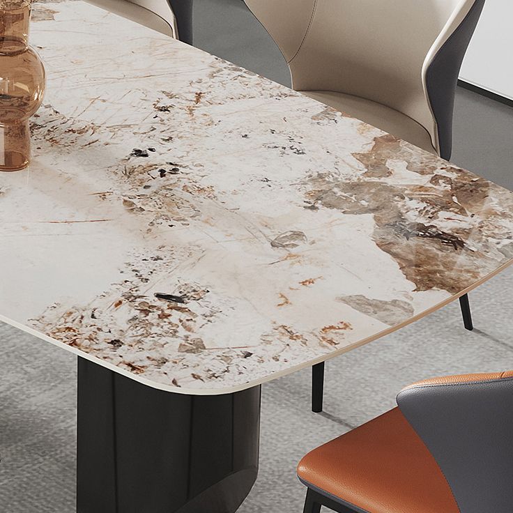 Modern Rectangle Table Sintered Stone Dining Table with Metal Legs