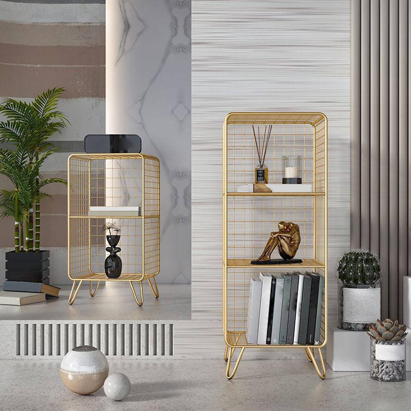 Modern Style Bookshelf Standard Vertical Closed Back Metal Bookcase