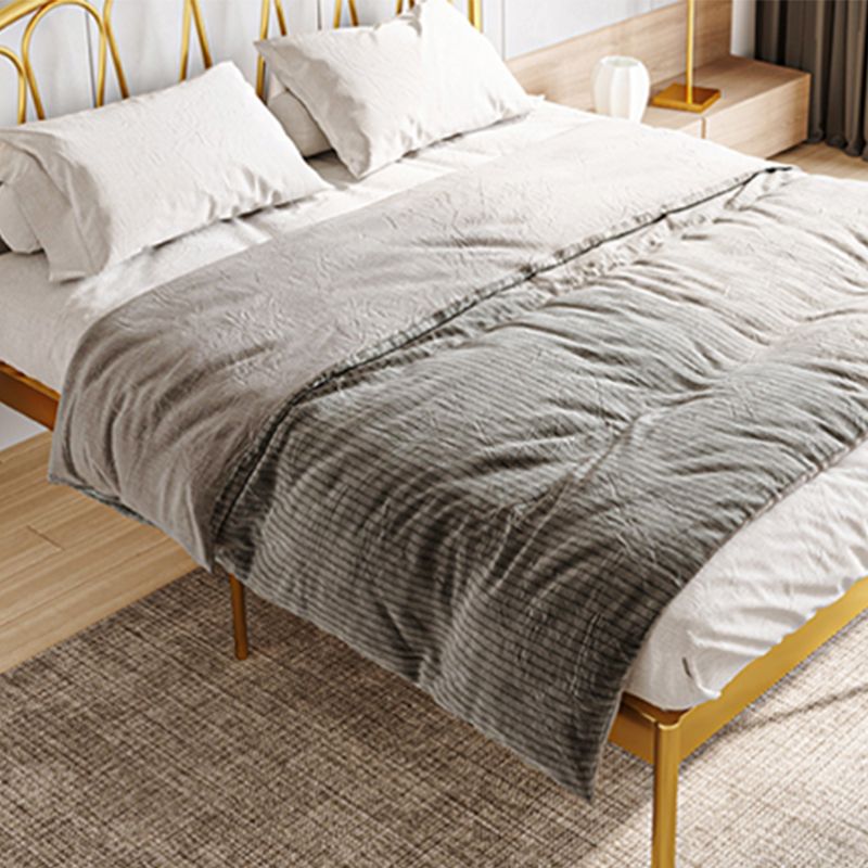 Glam Open-Frame Bed with Arched Headboard, 48" Tall Metal Bed