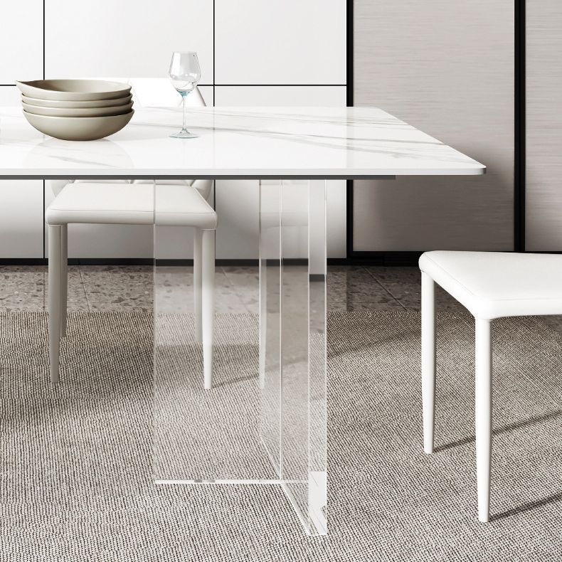 Contemporary Style Rectangle Table Set 1/4/5/6/8 Pieces Dining Set for Home Use