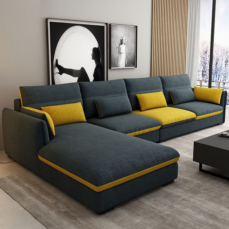 L-Shape 4-Seater Pillow Top Arm Removable Cushions Sectionals Sofas