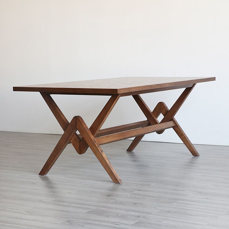 Rectangle Pine Wood Table with Trestle Base Modern Dining Table for Restaurant