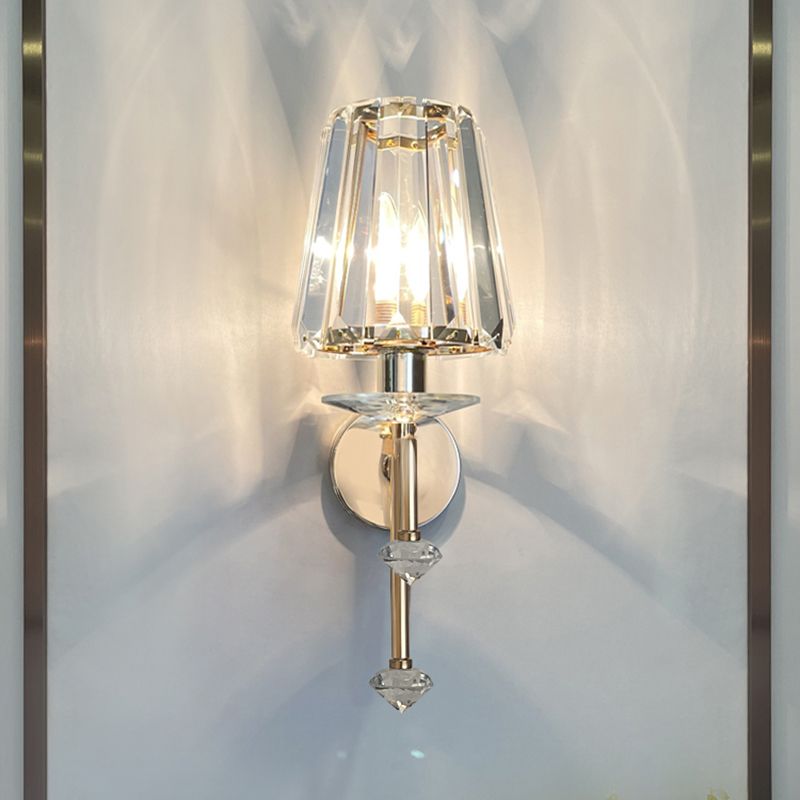Cylinder/Cone Crystal Sconce Light Postmodern Wall Mounted Light Fixture