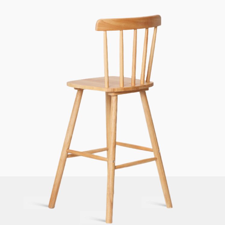 Contemporary Solid Wood Barstools Indoor Bar Stool with Low Back and Wooden Footrest