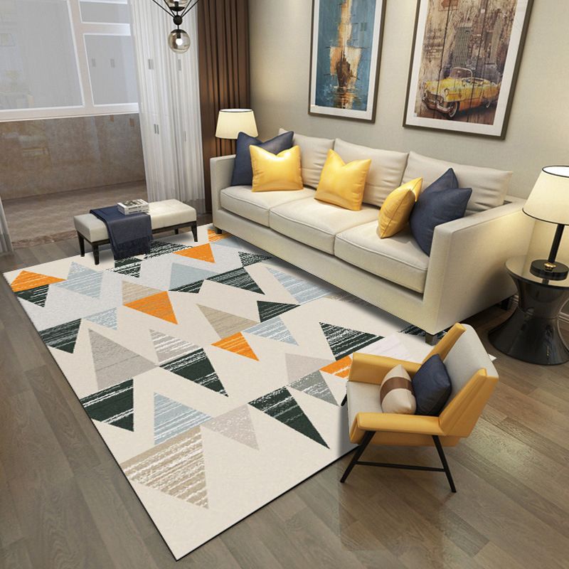 Mehrfarbiger Geometrie-Design-Teppich, moderner, dekorativer rechteckiger Teppich, Polyester-Teppich mit rutschfester Rückseite für das Wohnzimmer
