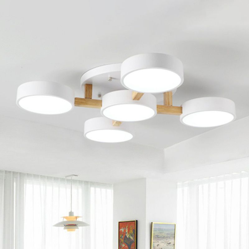 Acrylic Circular Shade Flush Mount Light Nordic Style Semi Flush Ceiling Light for Living Room