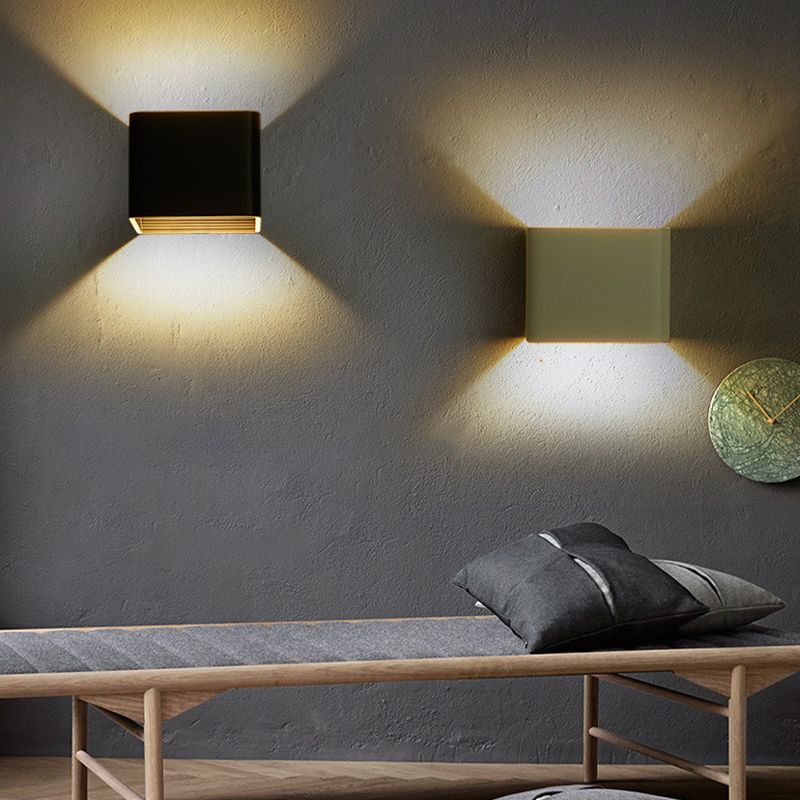 Square Wall Light Fixture Modern Metal 1 Light in Black/White