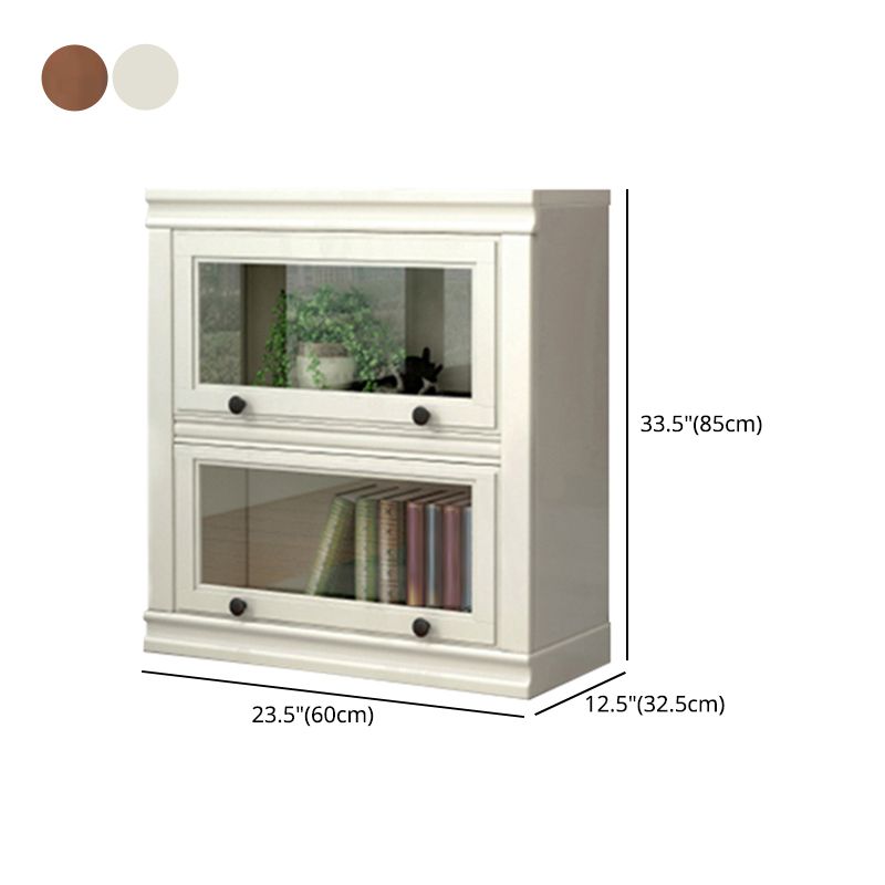 12.80"W Bookcase Contemporary Style Solid Wood Bookshelf for Home Office with Doors