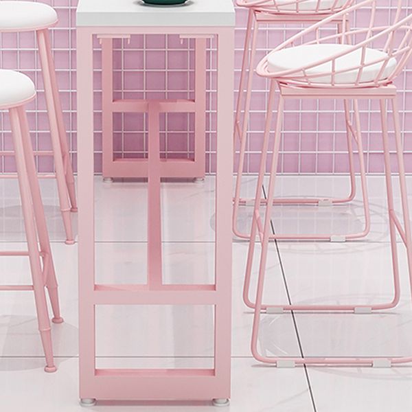 Glam 1/5 Pieces Bar Table Set Rectangle Stone Counter Table with High Stools