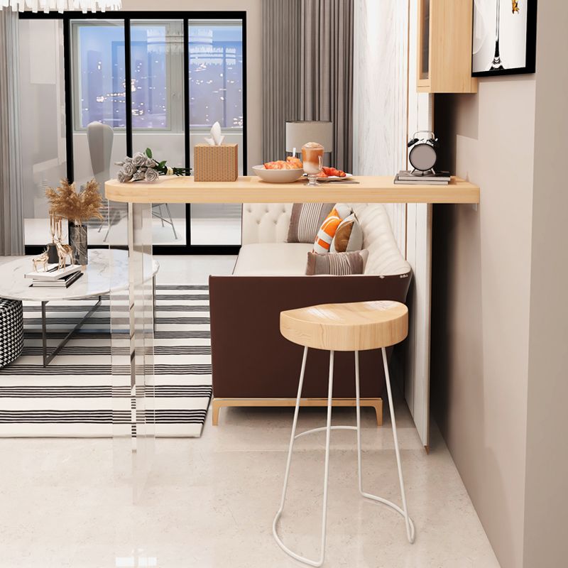 Modern Style Bar Table Set 1/2 Pcs Wooden Top Acrylic Base Bar Table Set