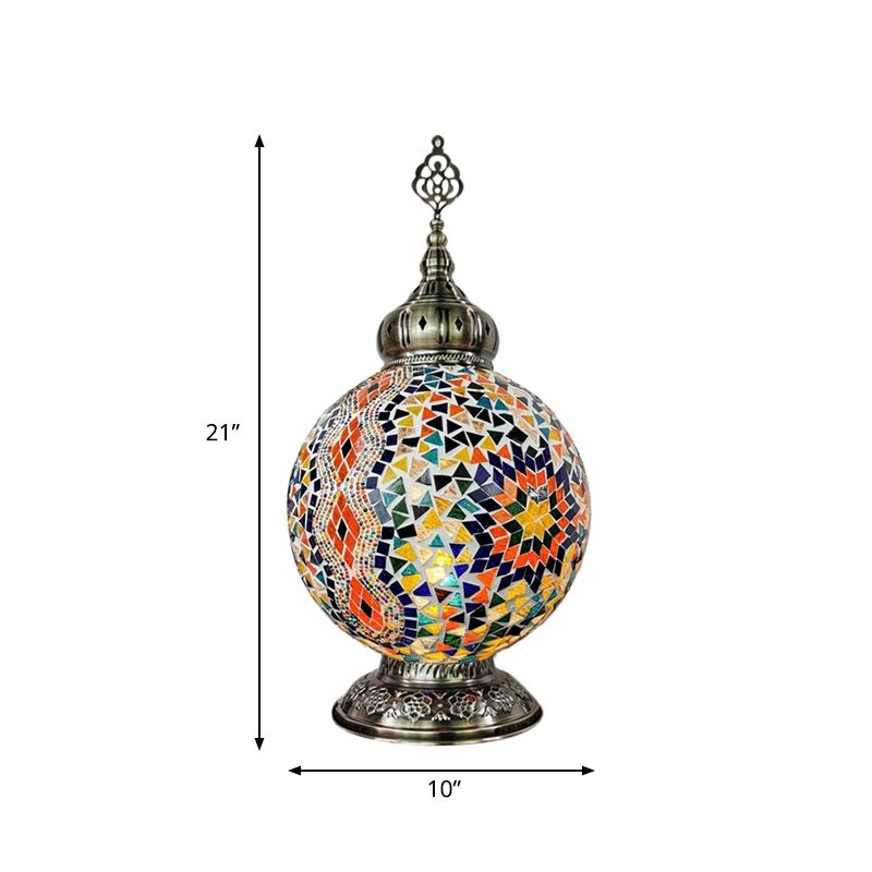 1 tête tachée d'art tachée lampe de table traditionnelle blanc / rouge / jaune globe de nuit.