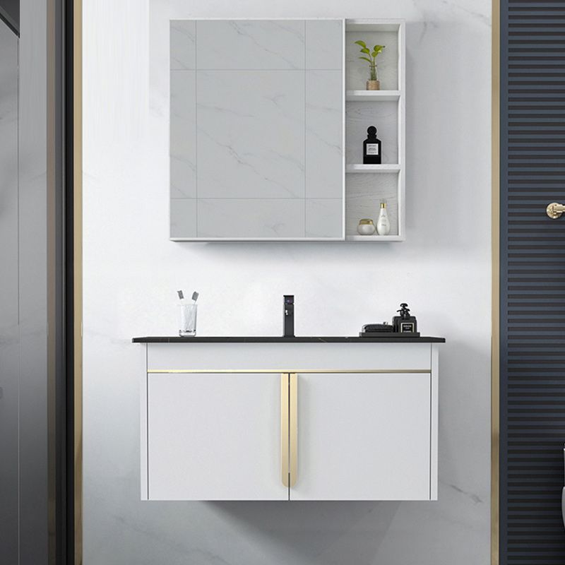 Rectangular Contemporary Bathroom Vanity Set Stainless Steel Sink Cabinet