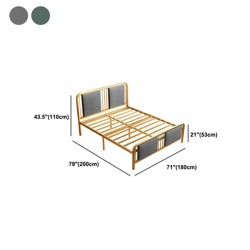 Glam Standard Bed Iron Frame with Rectangular Spindle Headboard