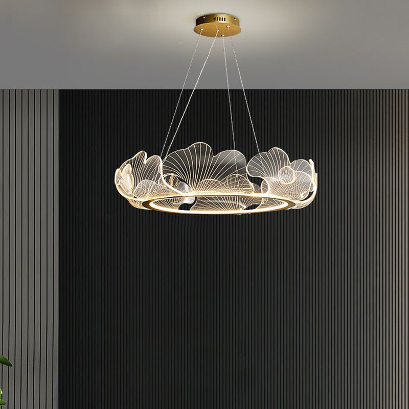 Anillo de metal acrílico accesorio de iluminación de lámpara posmoderna luz colgante para sala de estar