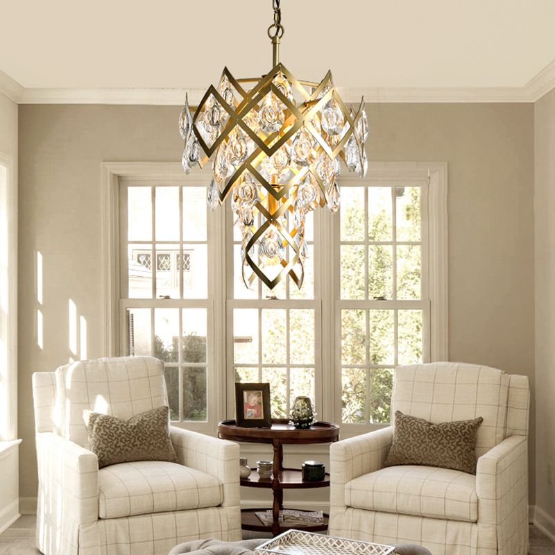 Accesorio de lámpara de lámpara de metal posmoderno lámpara de araña de oro para sala de estar