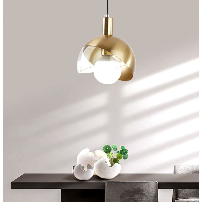 Post-modern Style Metal Suspension Pendant Light Glass Orb Shade Decorative Hanging Lamp in Gold
