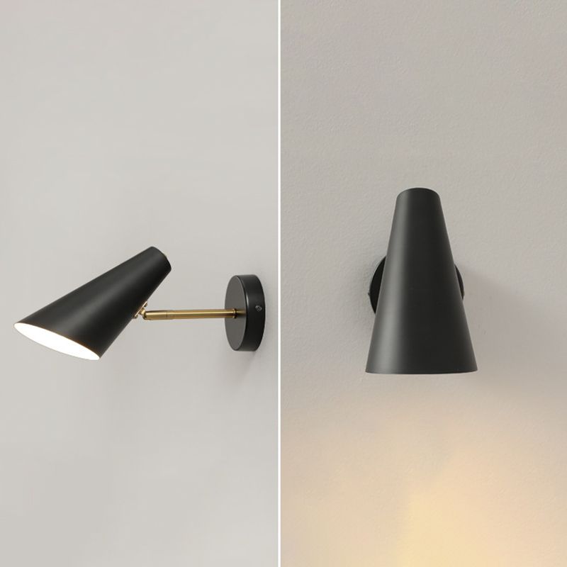 Single Black Modernism Wall Mounted Sconce Iron Wall Light Bedroom