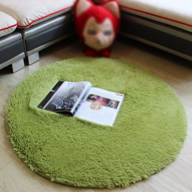 Green Modern Carpet Polyester Pure Color Carpet Washable Carpet for Living Room