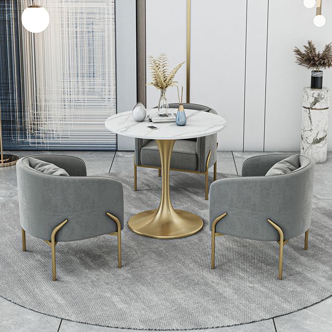 Mesa de comedor redonda contemporánea Mesa de comedor de piedra sinterizada con base de tulipán