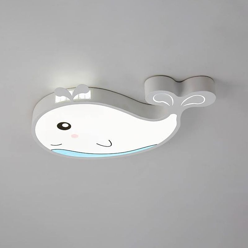 Whale Kids Room Ceiling Flush Mount Acryl Cartoon LED Flush Montage Beleuchtung in Blau/Weiß/Pink