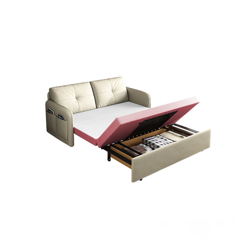 35.4" H Faux Leather Square Arm Tufted Sofa Bed For Living Room