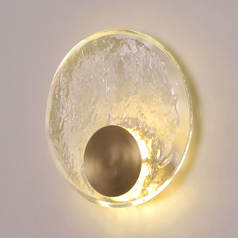 Modern Metal Wall Sconce Circle Shape Wall Light with Crystal Shade for Bedroom