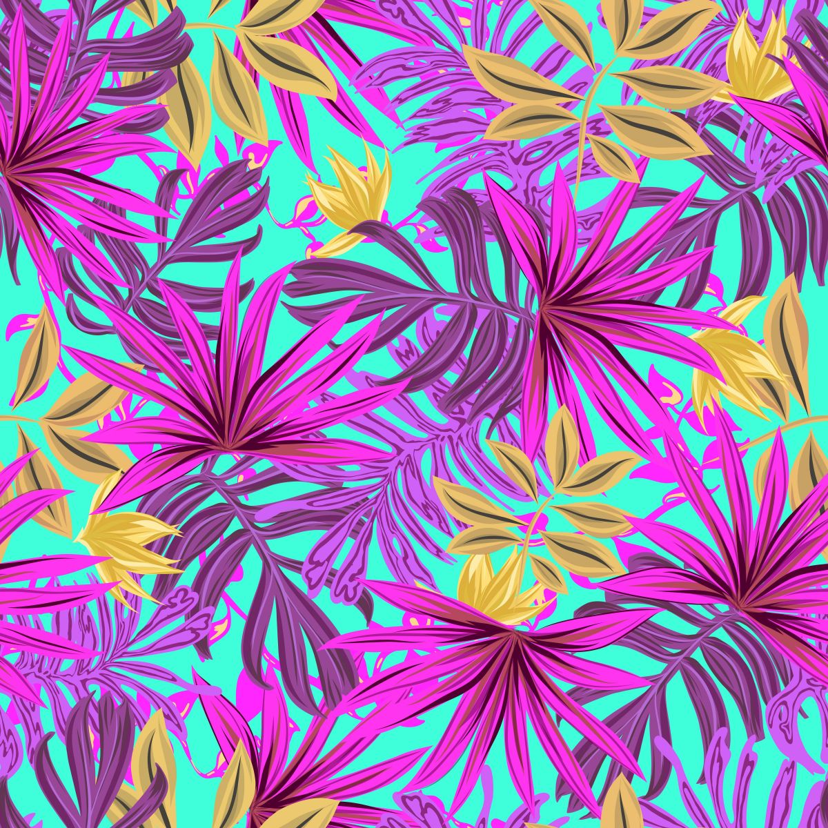 Mildew Resistant Ornamental Wall Mural Tropical Botanical Leaves Wall Covering for Accent Wall