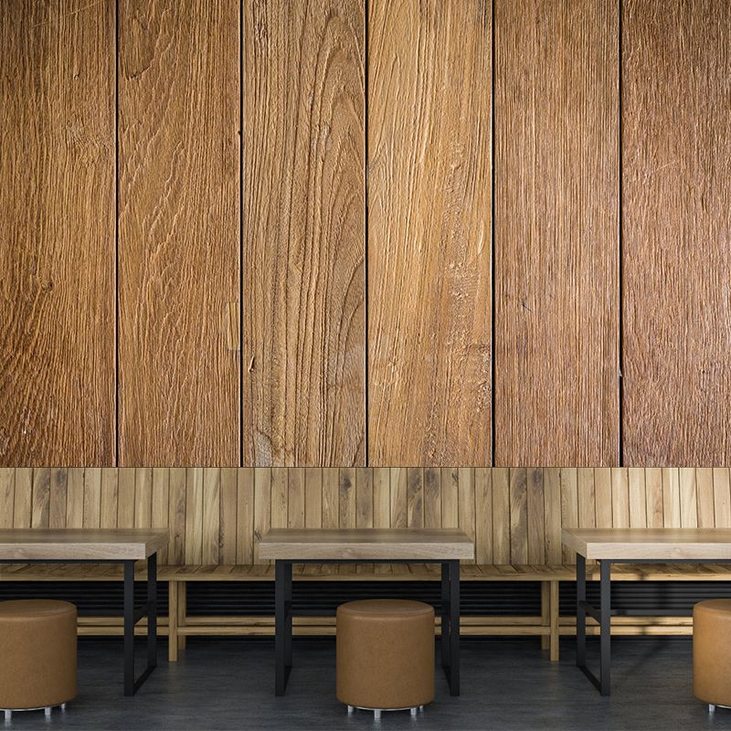 Yellow Wood Texture Mural Wallpaper Contemporary Style Bathroom Wall Decor